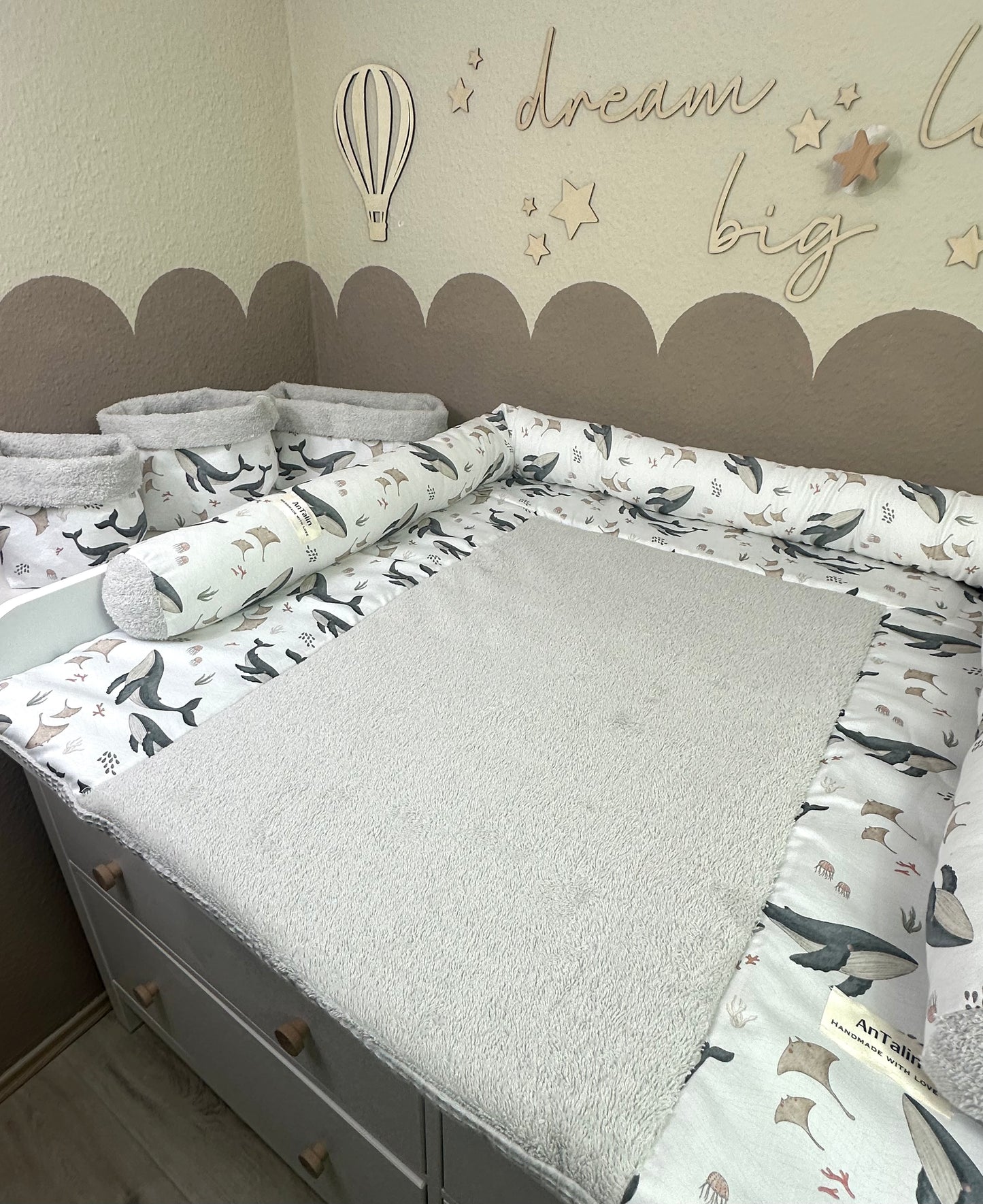 Wickelauflage Under The Sea, Frottee grau