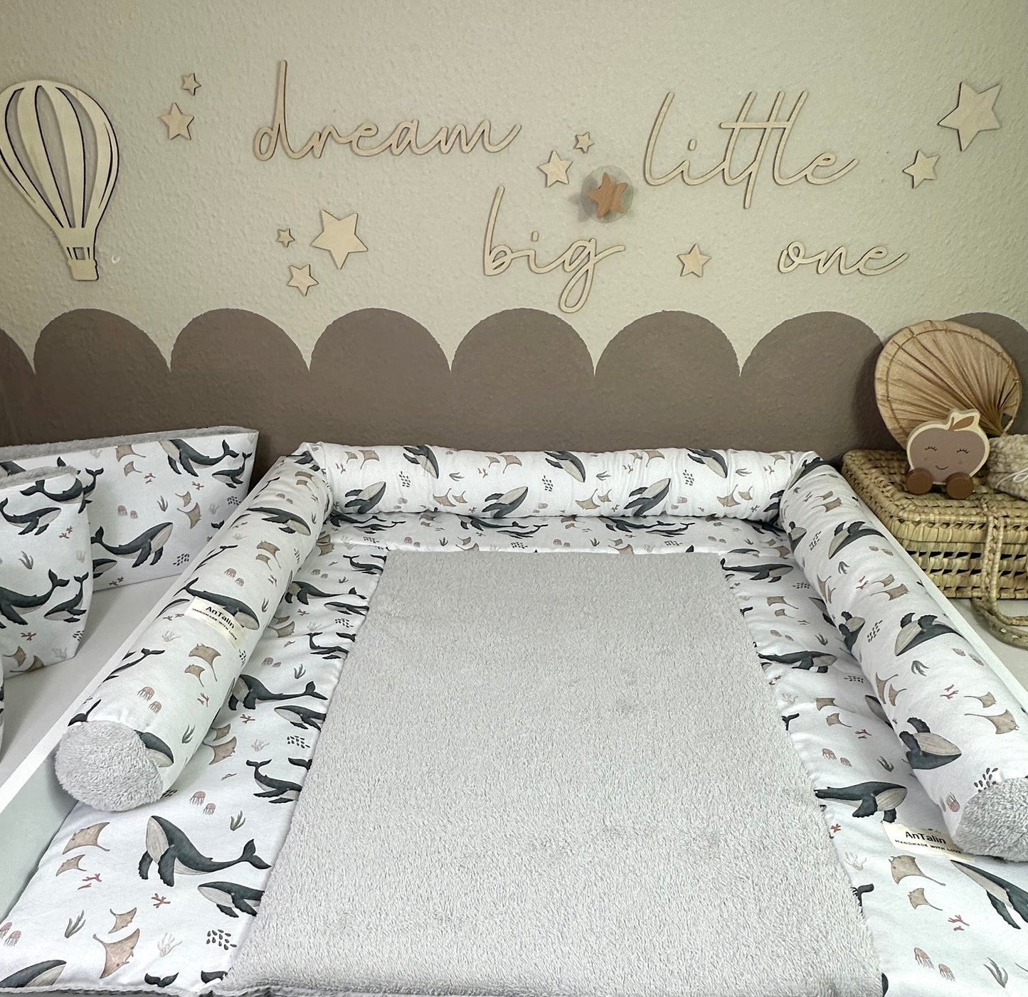 Wickelauflage Under The Sea, Frottee grau