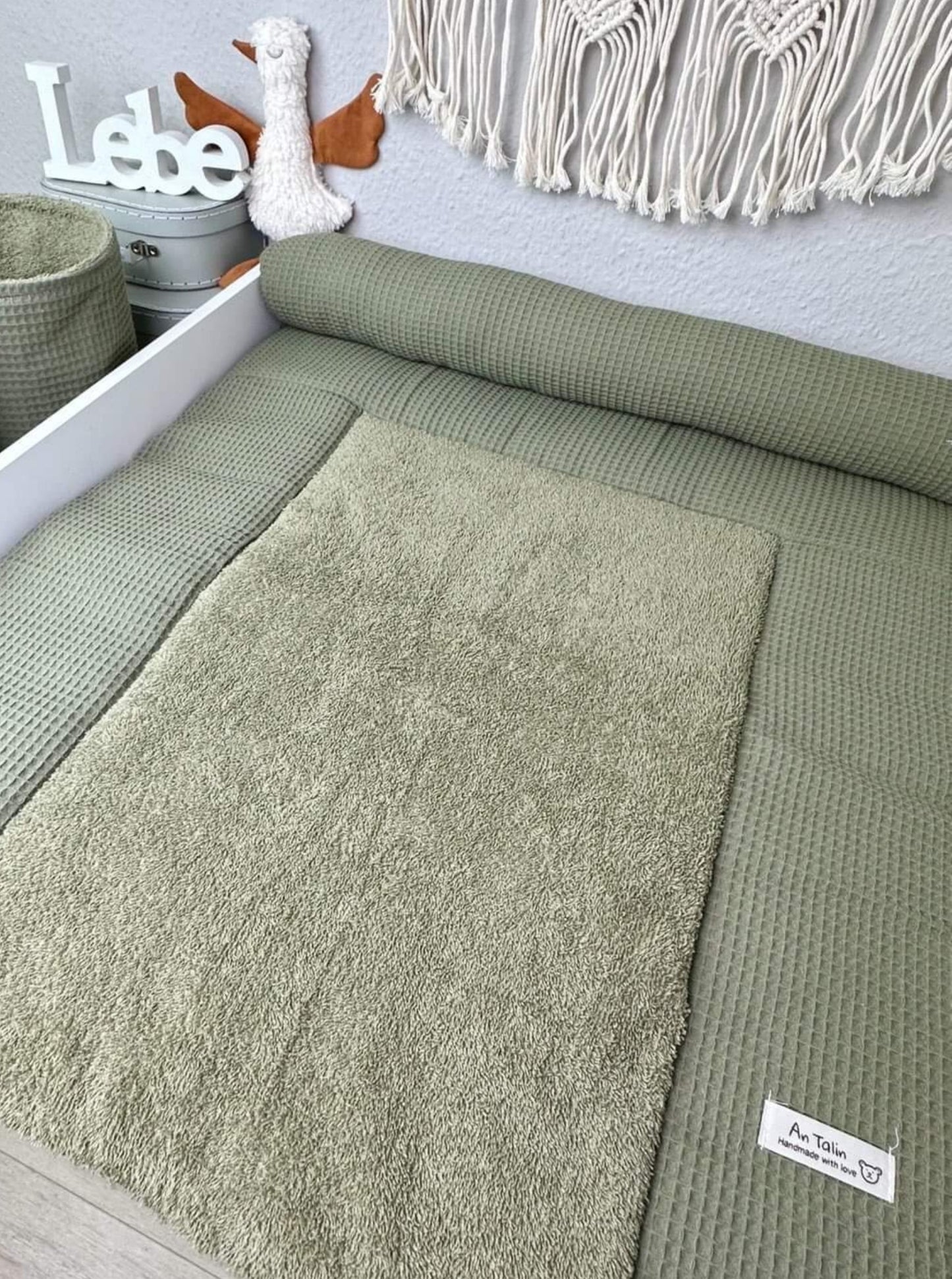 Wickelauflagen Set 5tlg. Waffelpique/Frottee khaki
