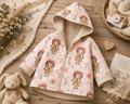 Kinder-Softshelljacke mit Kapuze von AnTalin, Blumenmädchen-Design, leichte, wetterfeste Jacke für Kinder, detailreiche Blumenmuster