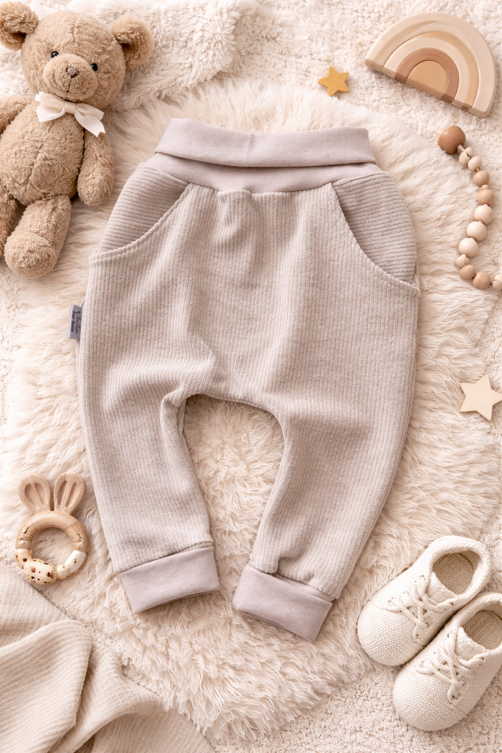 Beige Pumphose von AnTalin aus Cord mit elastischem Bund und lockerer Passform, ideal für bequemen Alltagslook.