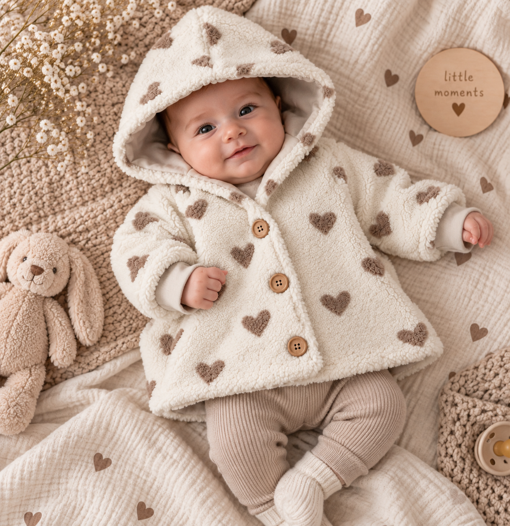 Teddyjacke mit Herzendesign- kuschelig weich & warm (Kopie)