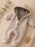 Walk Overall mit Kaputze - kuscheliger Einteiler mit Leo-Innenfutter beige