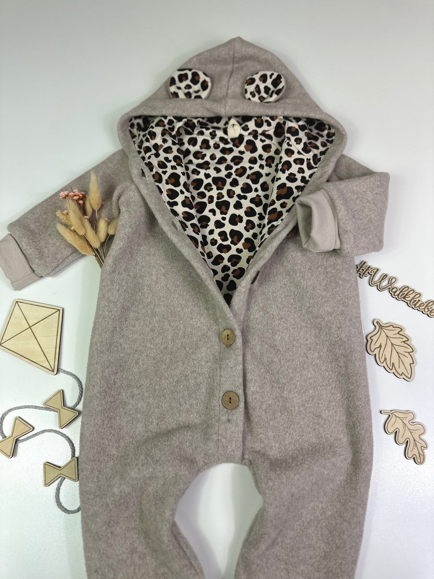 Walkoverall Leo Bären Ohren, beige