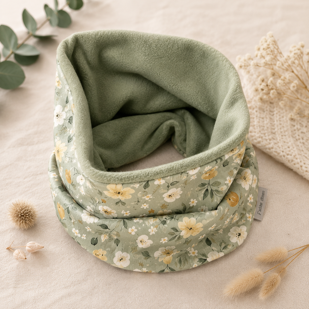 Loop Schal Salbeiblüte mit kuscheligen Fleece - Stilvoller Begleiter für kalte Tage