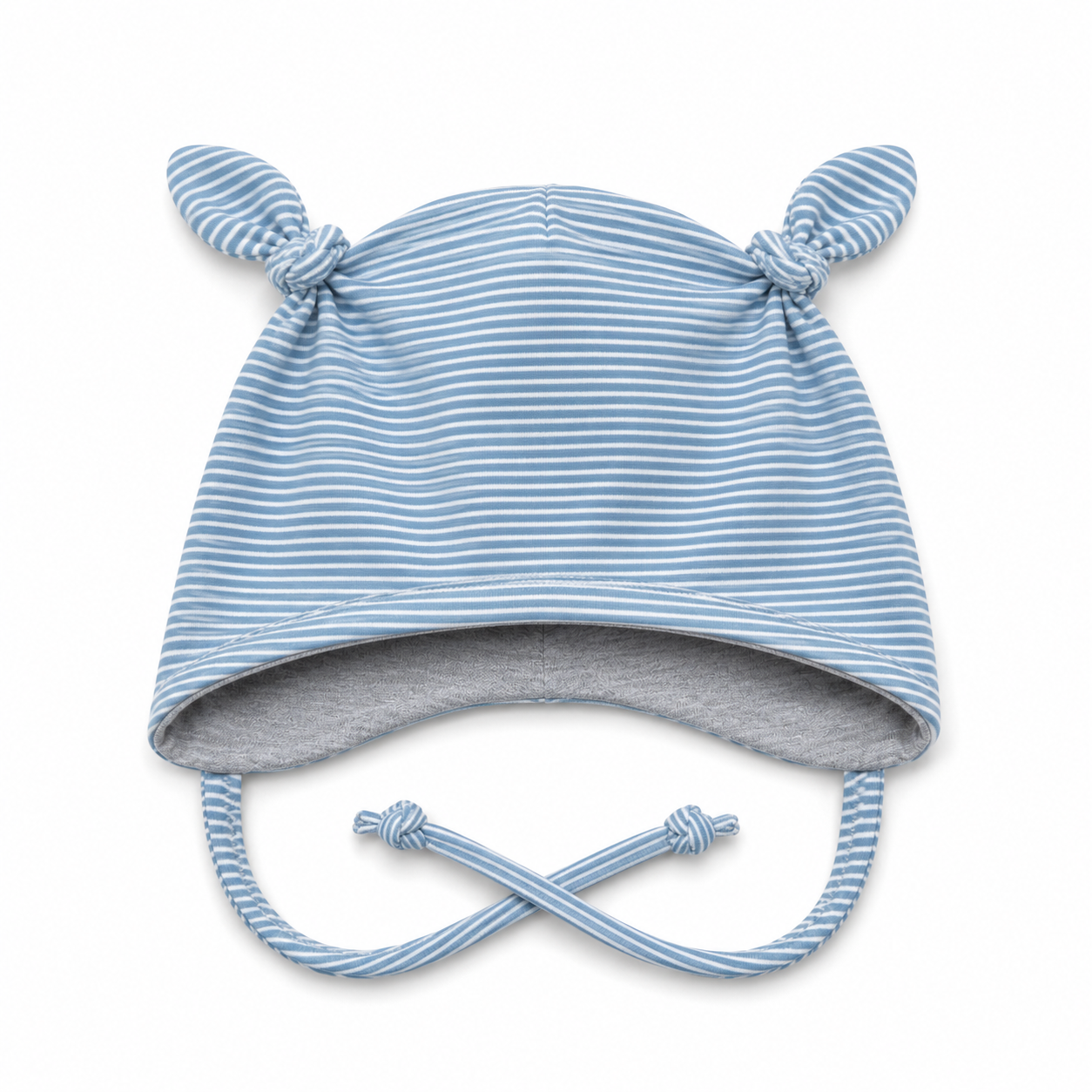 Ohrenmütze mit kuscheligem Fleece - handgemacht & gemütlich streifen blau