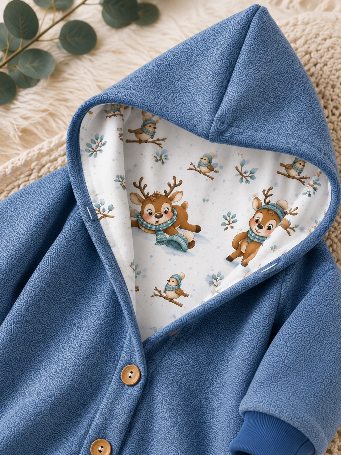 Warmer Kinder-Walkoverall von AnTalin mit kuscheligem Innenfutter, ideal für kalte Wintertage, in weichem, bequemem Design.