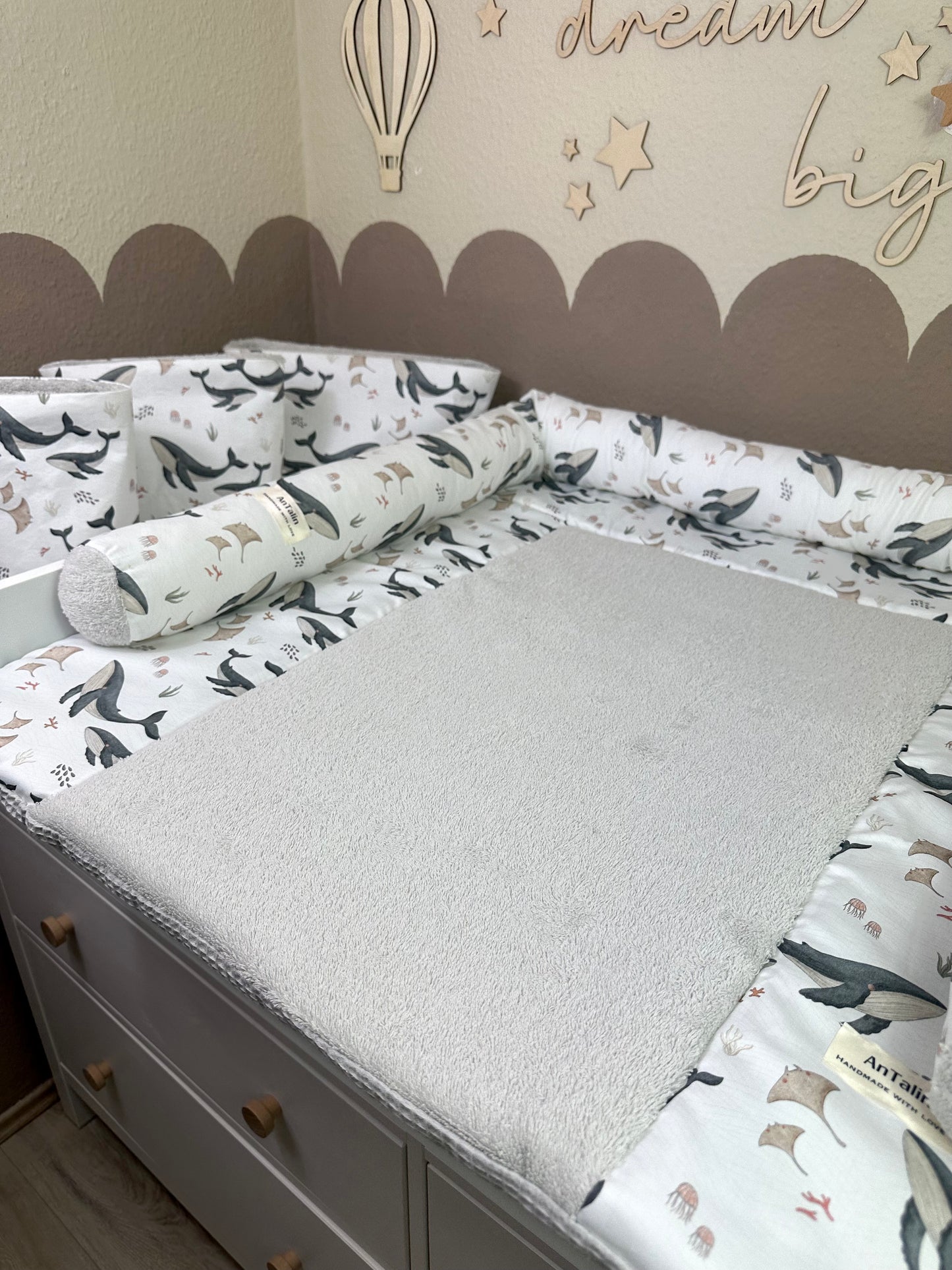 Wickelauflage Under The Sea, Frottee grau