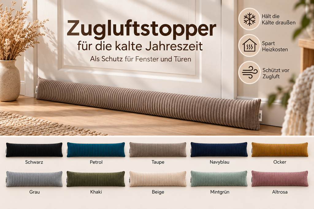 Zugluftstopper aus Breitcord - stilvoller Schutz vor Kälte & Zugluft