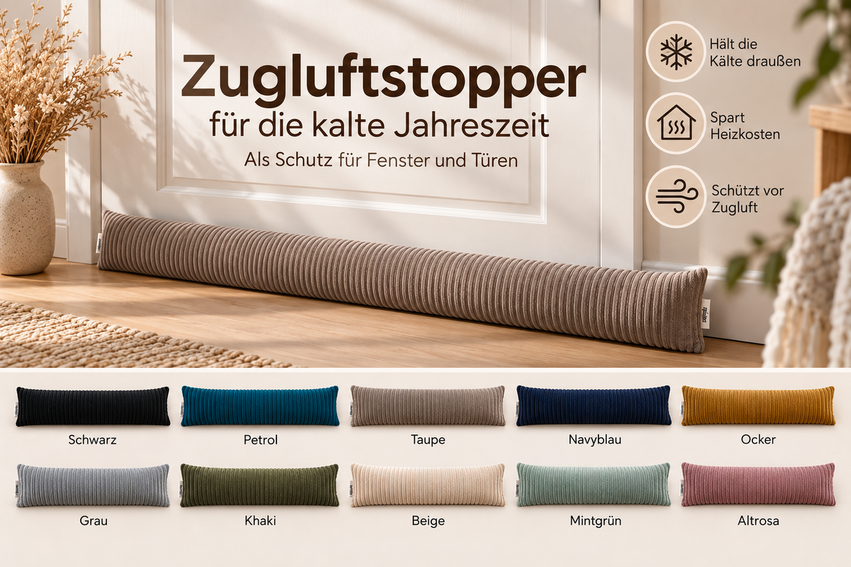 Zugluftstopper aus Breitcord - stilvoller Schutz vor Kälte & Zugluft