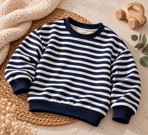 2-teiliges Set- Pullover & Hose Marineblau streifen