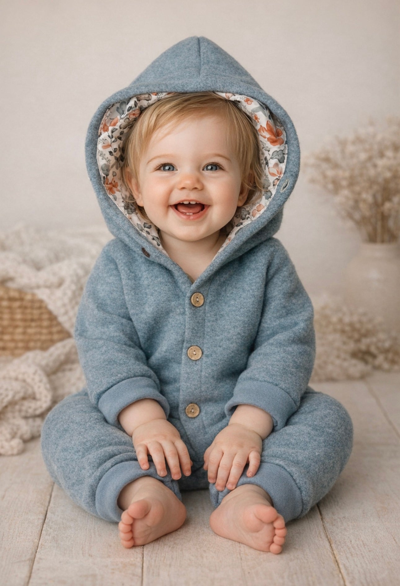 Walkoverall Little Flowers, petrol