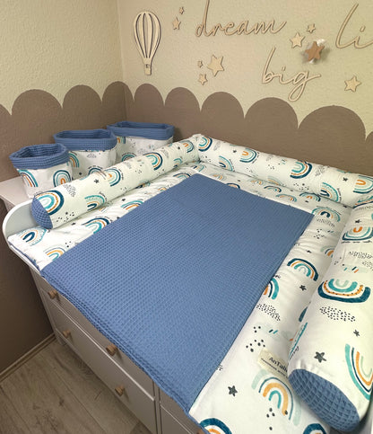 Wickelauflage Regenbogen blau