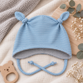 Ohrenmütze mit kuscheligem Fleece - handgemacht & gemütlich streifen blau