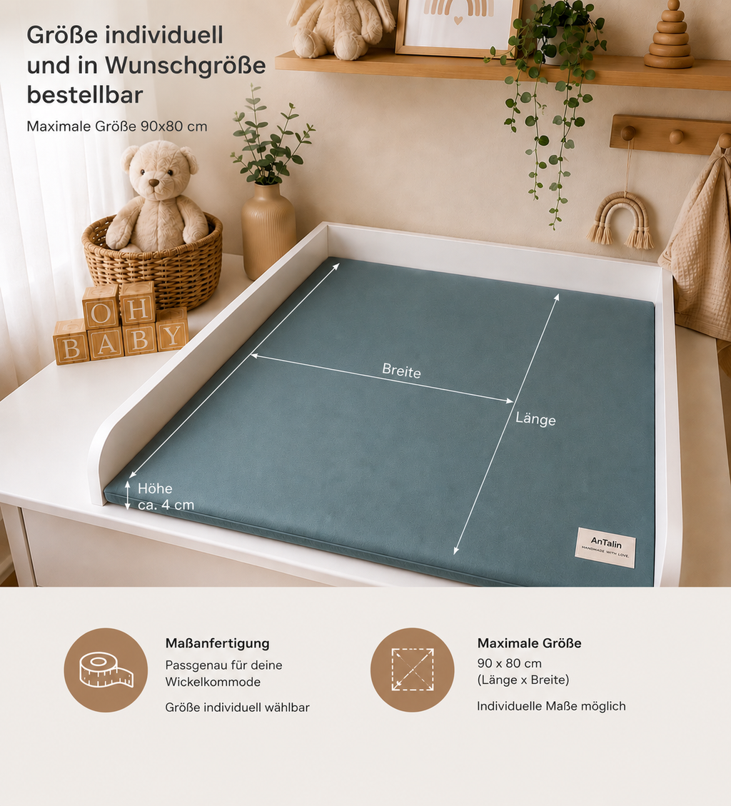 Wasserabweisende Wickelunterlage in mintgrün von AnTalin, glatte Oberfläche, geeignet für Babys und unterwegs