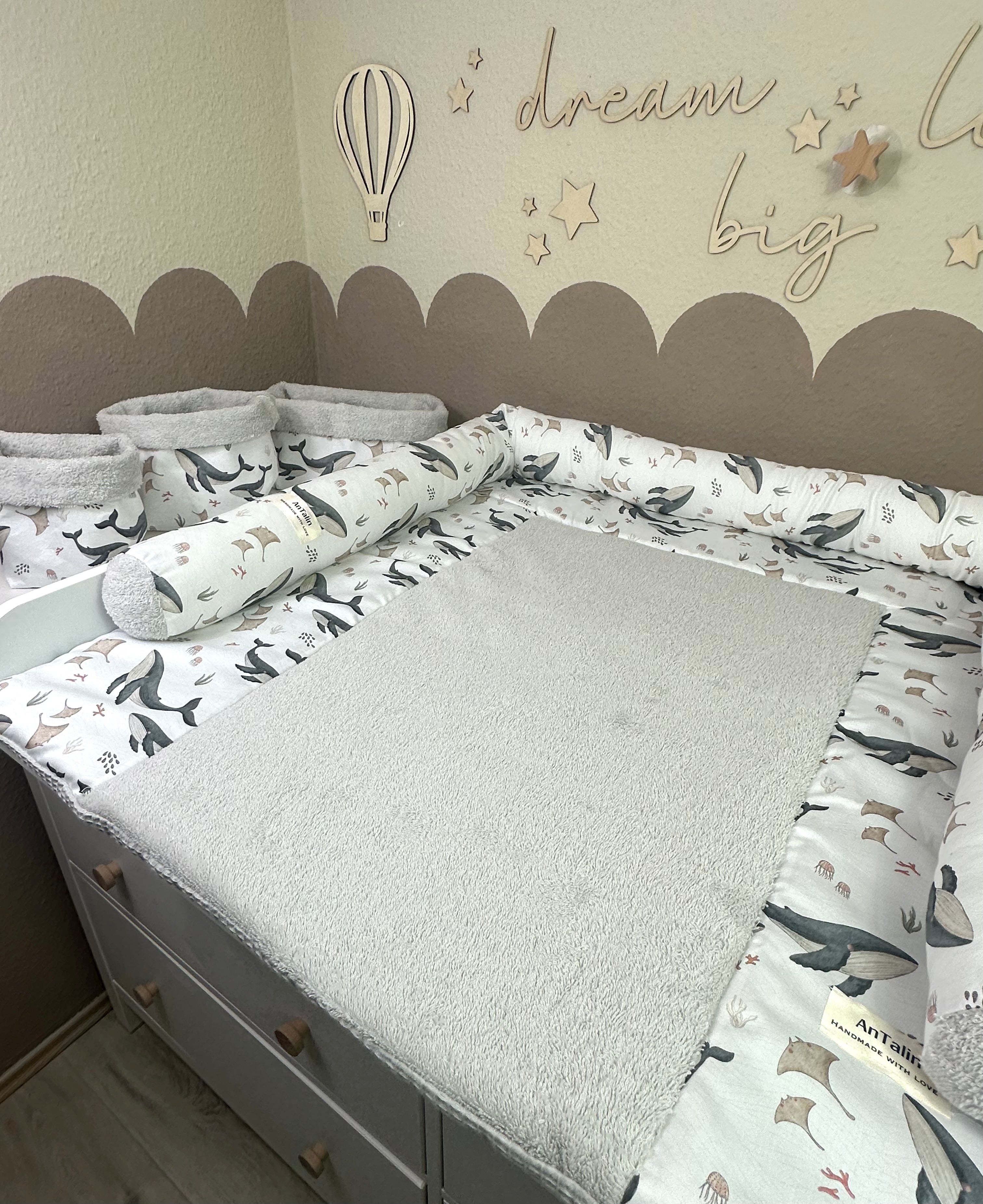 Wickelauflage Under The Sea, Frottee grau - AnTalin