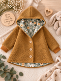 Boucle Jacke mit Kaputze, Salbeiblüte Ocker