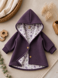 Walkjacke  mit Kaputze - gefütterte Walk-Jacke mit floralem Innenfutter Lavendelwiese