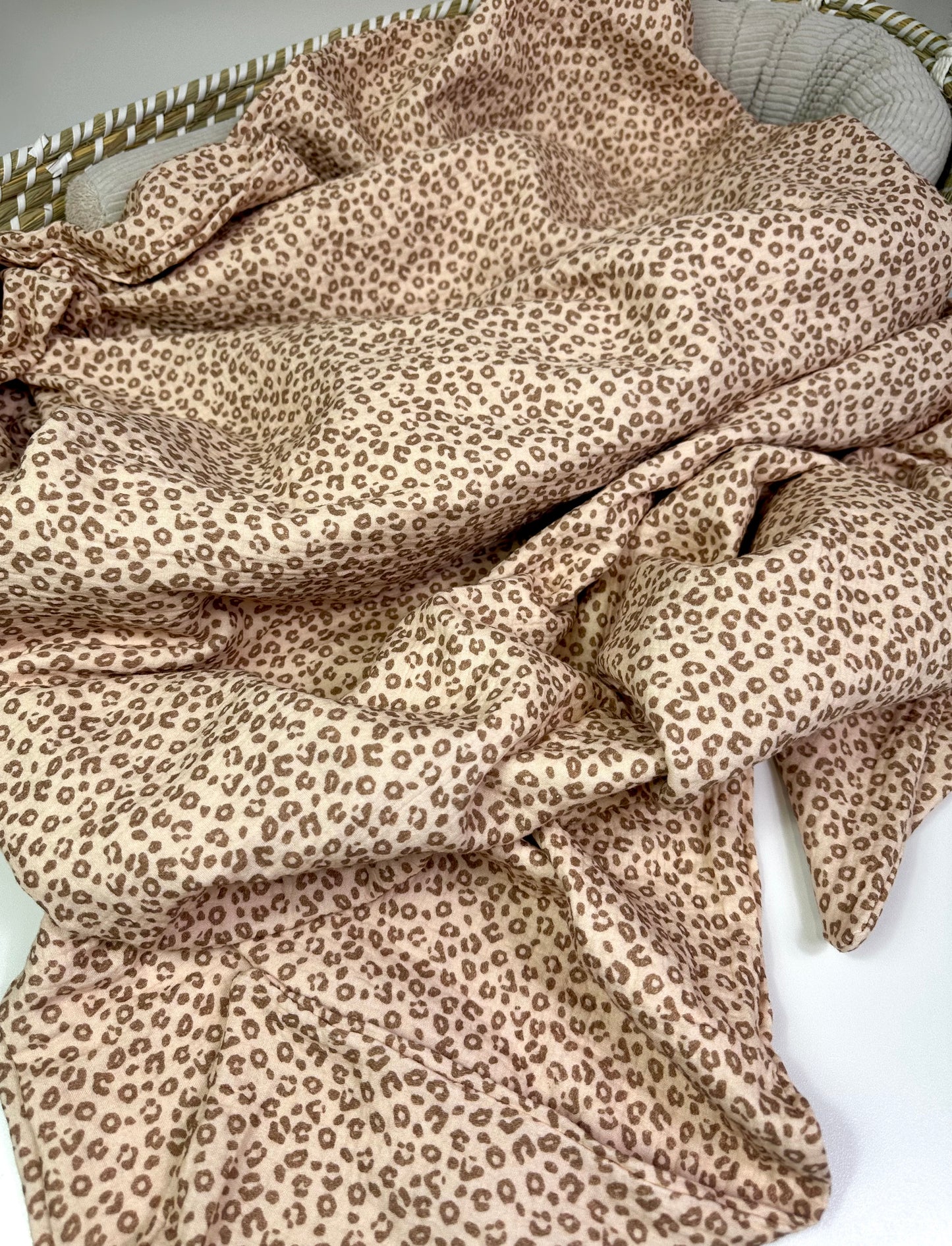 Musselin Decke, Stilltuch Leo beige
