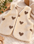 Kuschelige Teddyweste mit Herzen - Kinderweste in Creme