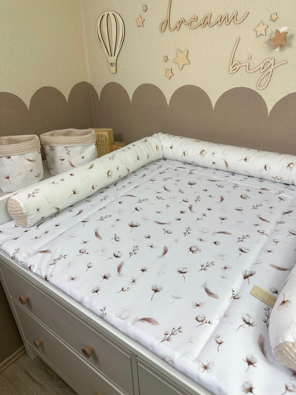 Wickelauflage wasserabweisend Cotton Flowers - AnTalin