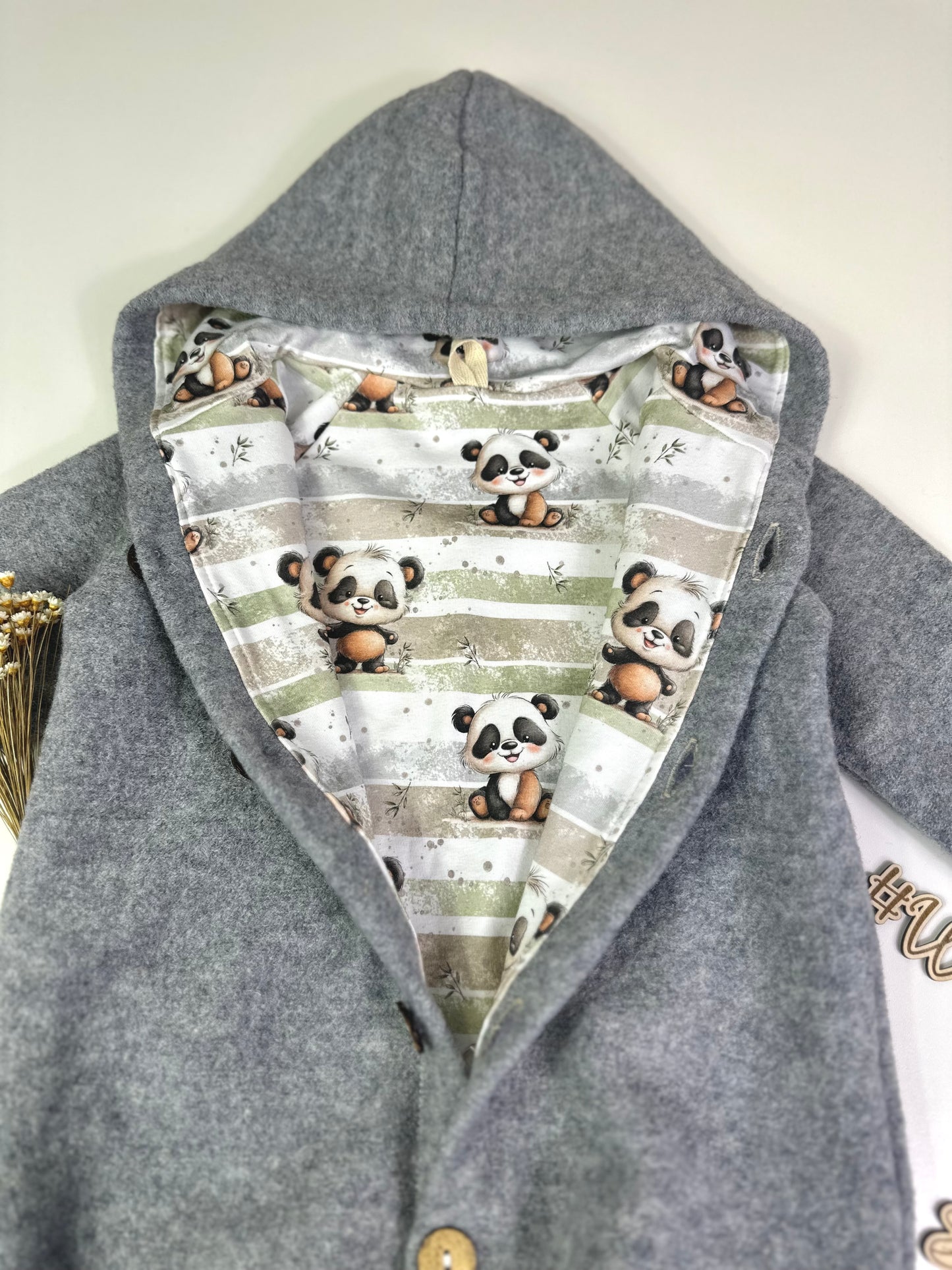 Walkoverall kleiner Panda, grau