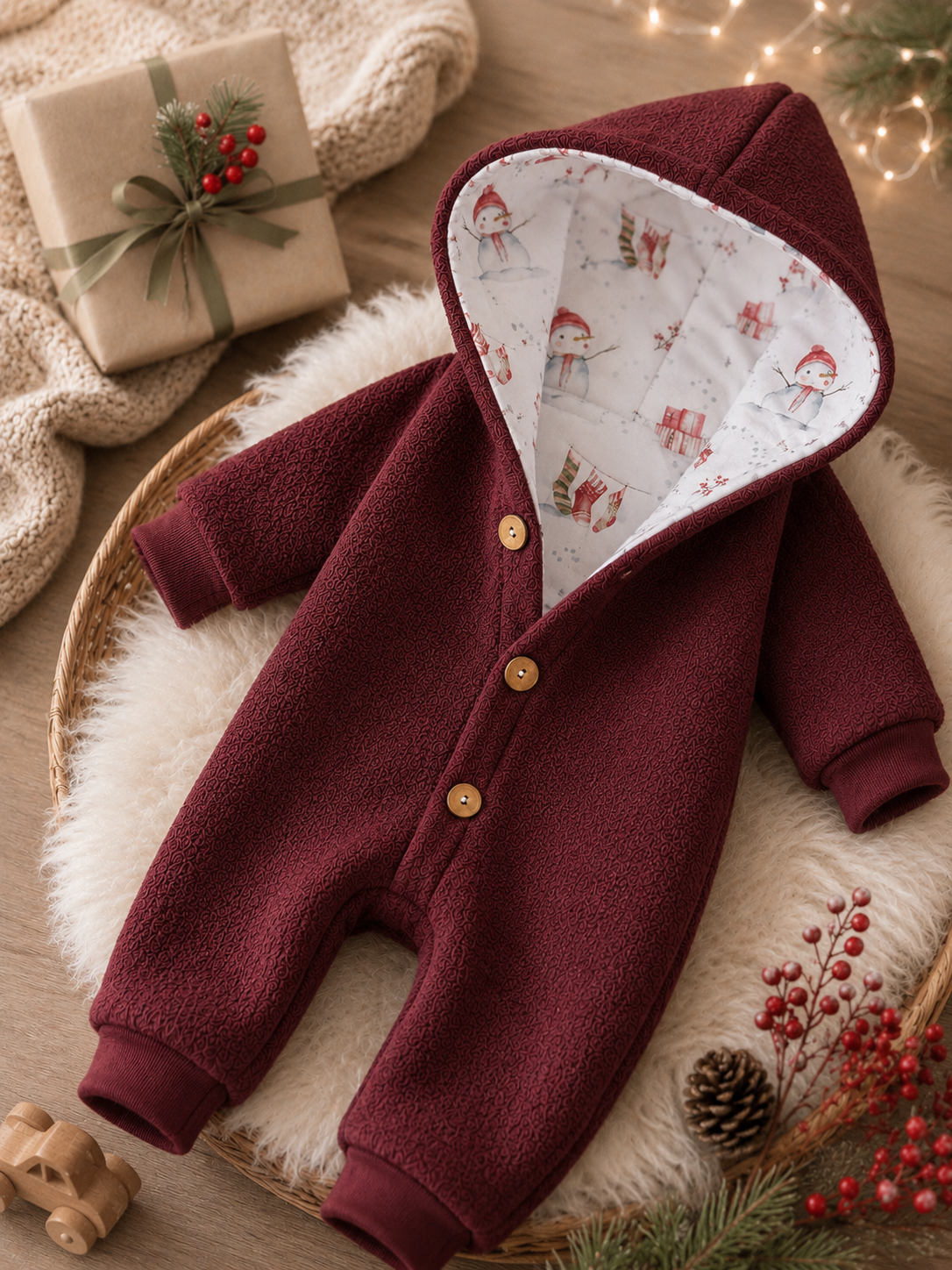 Walk Overall mit Kaputze - kuscheliger Einteiler mit winterlichem Innenfutter