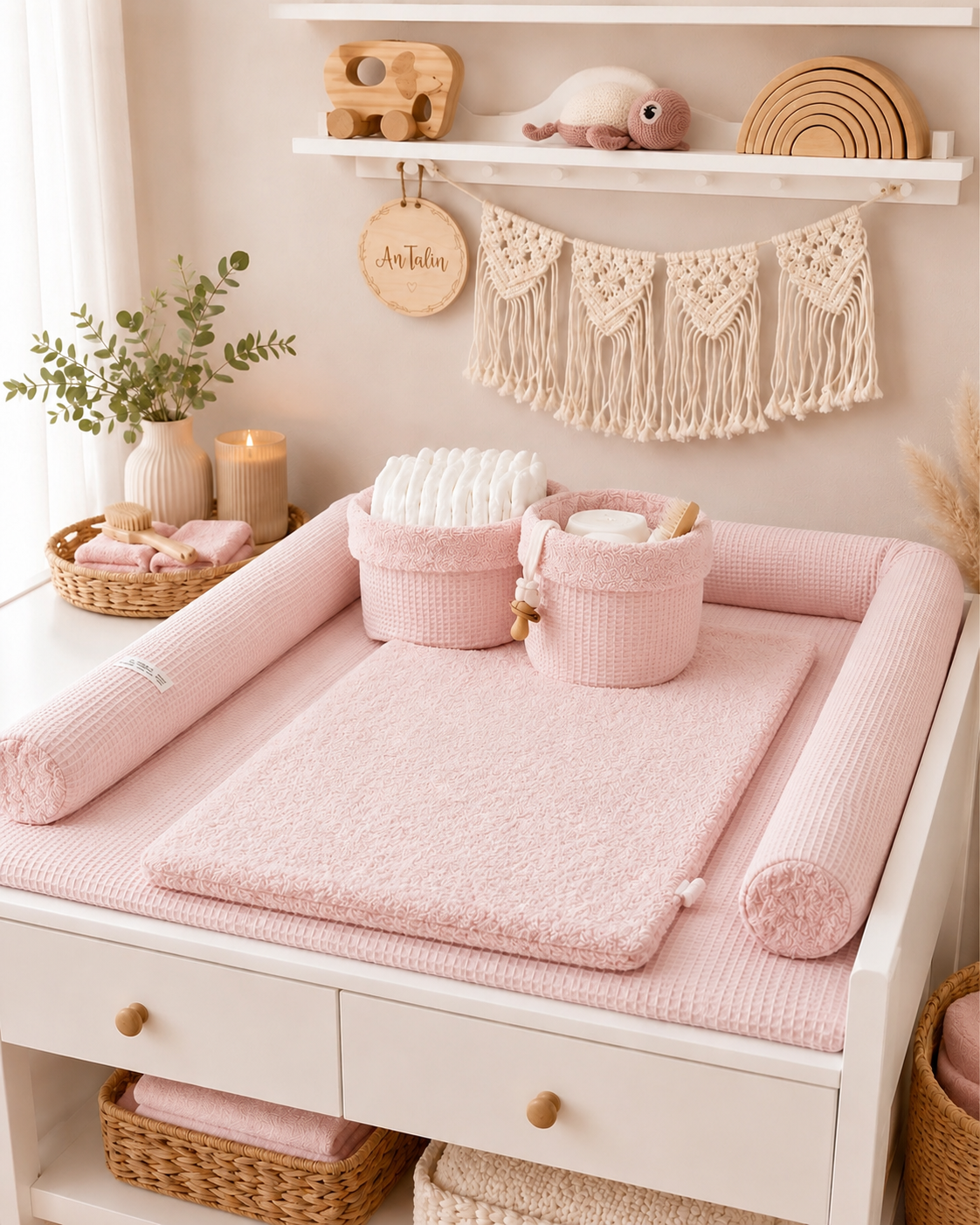 Utensilo uni, waffelpique Frottee Rose‘
