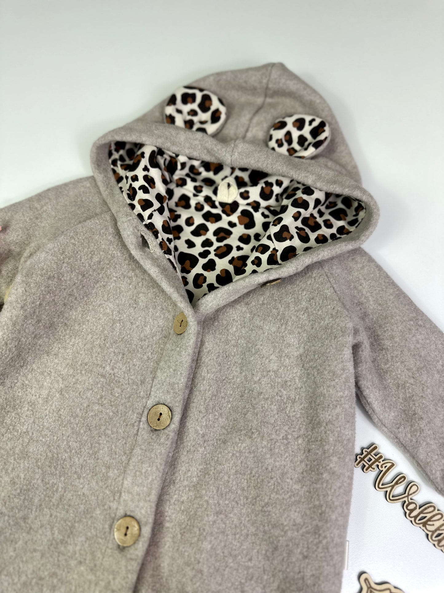 Walkoverall Leo Bären Ohren, beige