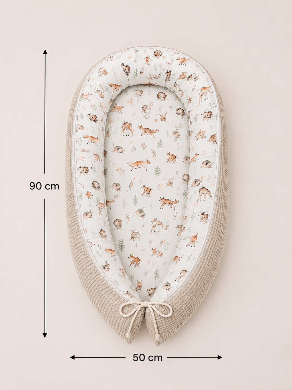 Nestchen Animals von AnTalin, weiches Schutzgitter mit Tiermotiven für Babybett, Blick auf die Details und Muster