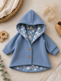 Walkjacke  mit Kaputze - gefütterte Walk-Jacke mit floralem Innenfutter Eisblüte