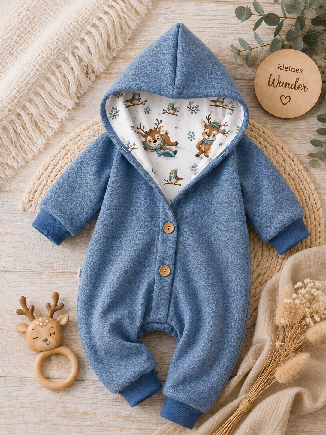 Warmer AnTalin Winteroverall für Kinder, kuscheliger, weicher Stoff mit Kapuze, ideal für kalte Wintertage.