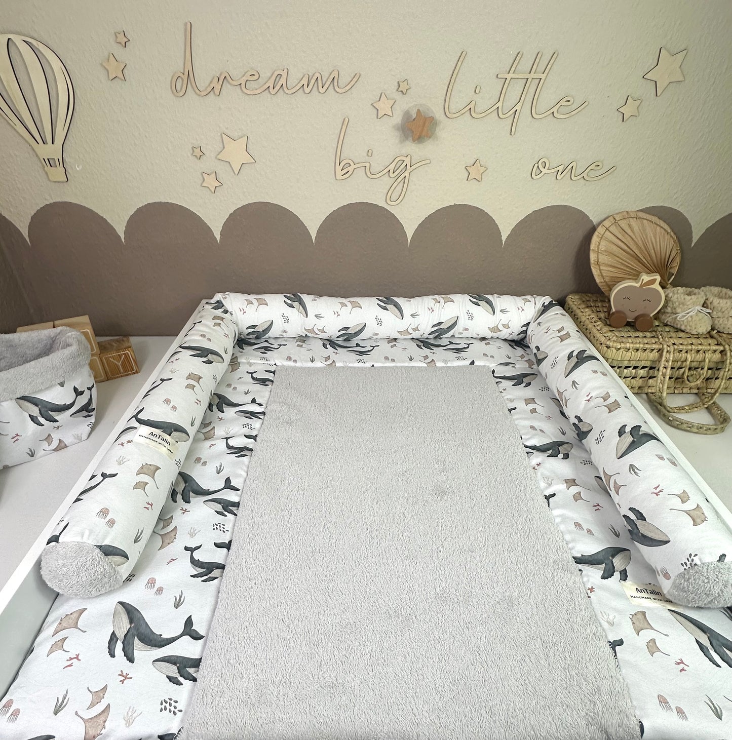Wickelauflage Under The Sea, Frottee grau