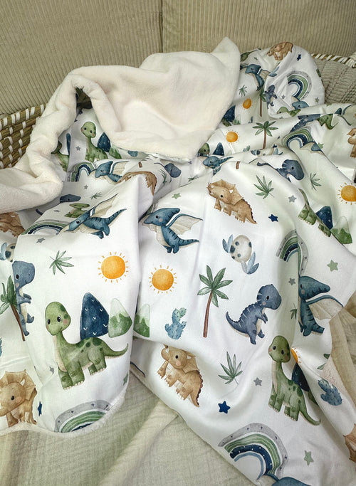 Weiche Babydecke von AnTalin, kleine Dino-Fleece Kuscheldecke für Babys, mit niedlichem Dino-Design, ideal zum Kuscheln und Wärmen