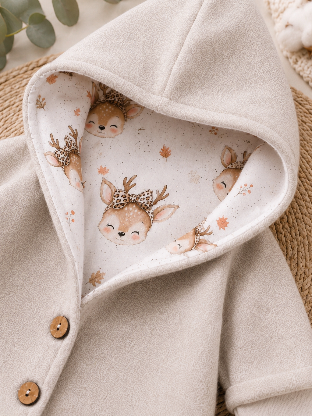 Walkjacke mit Kaputze - gefütterte Walk-Jacke mit Innenfutter Rehzauber