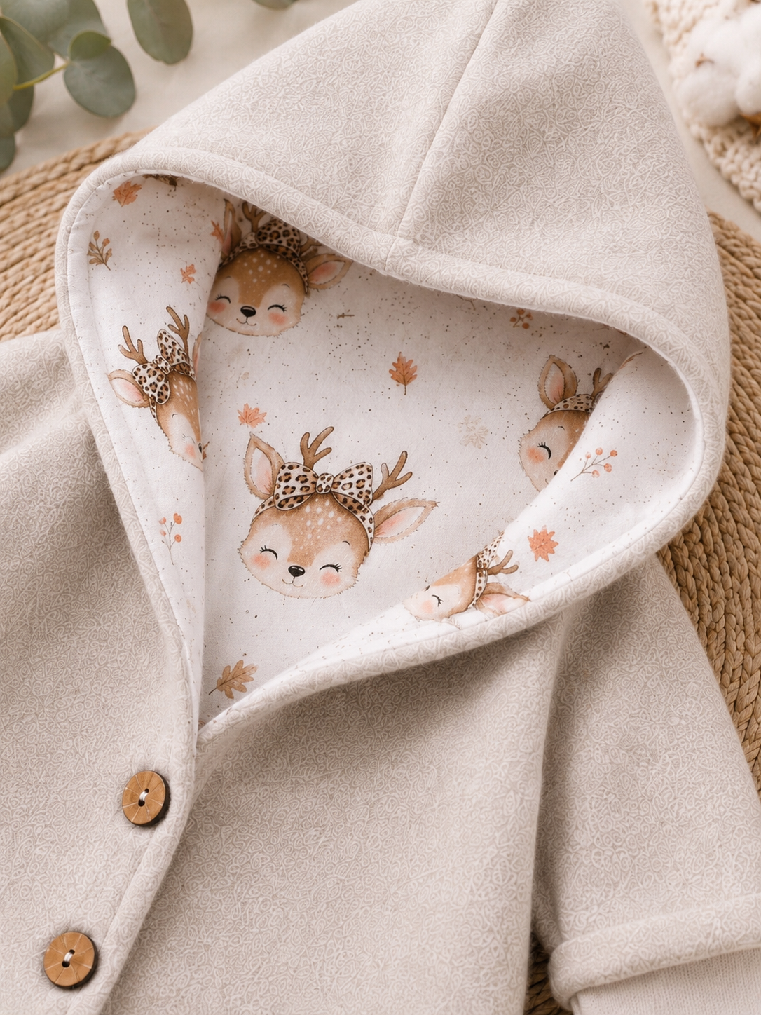 Walkjacke mit Kaputze - gefütterte Walk-Jacke mit Innenfutter Rehzauber