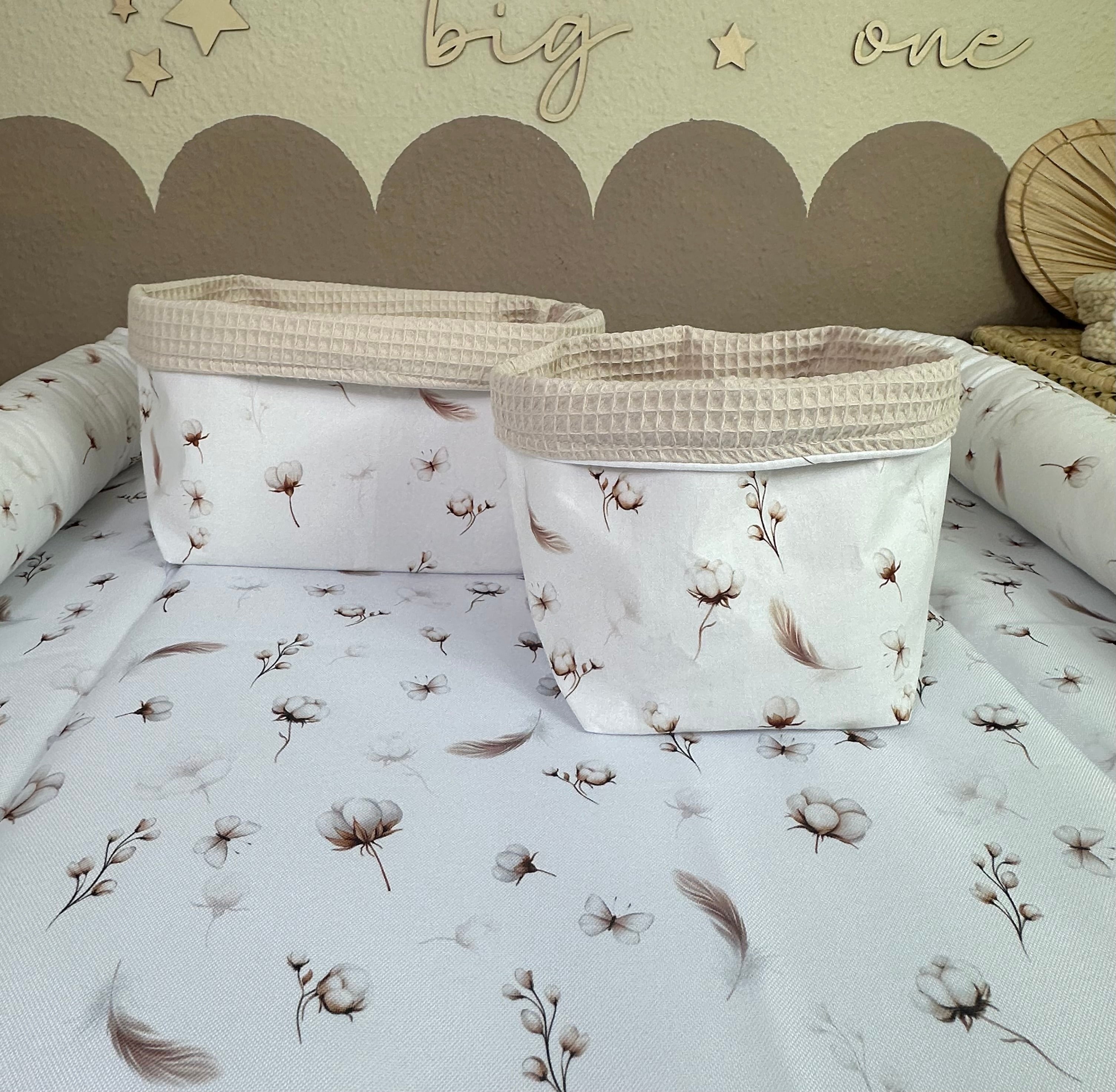 Utensilo Cotton Flowers, waffelpique hell beige - AnTalin