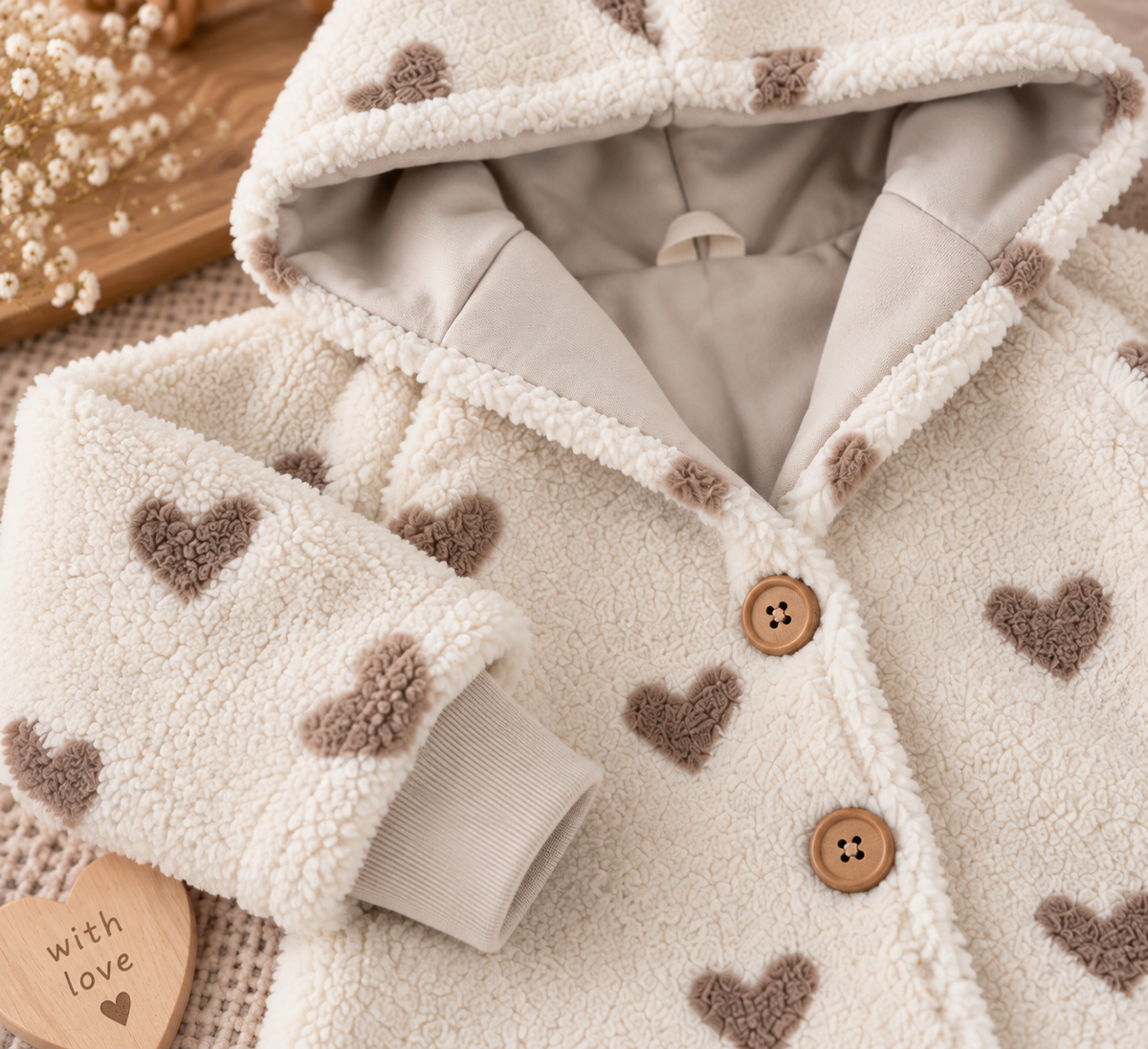 Teddyjacke mit Herzendesign- kuschelig weich & warm (Kopie)