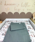 Wickelauflage Set 3-teilig mit Waldtier-Motiv aus Waffelpique in Dusty Mint, von AnTalin.