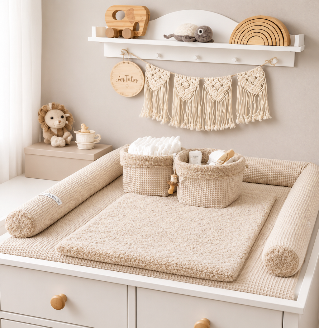 Utensilo uni, waffelpique Frottee Beige