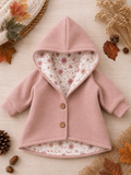 Walkjacke mit Kaputze - gefütterte Walk-Jacke mit floralem Innenfutter Blütenhauch rosa