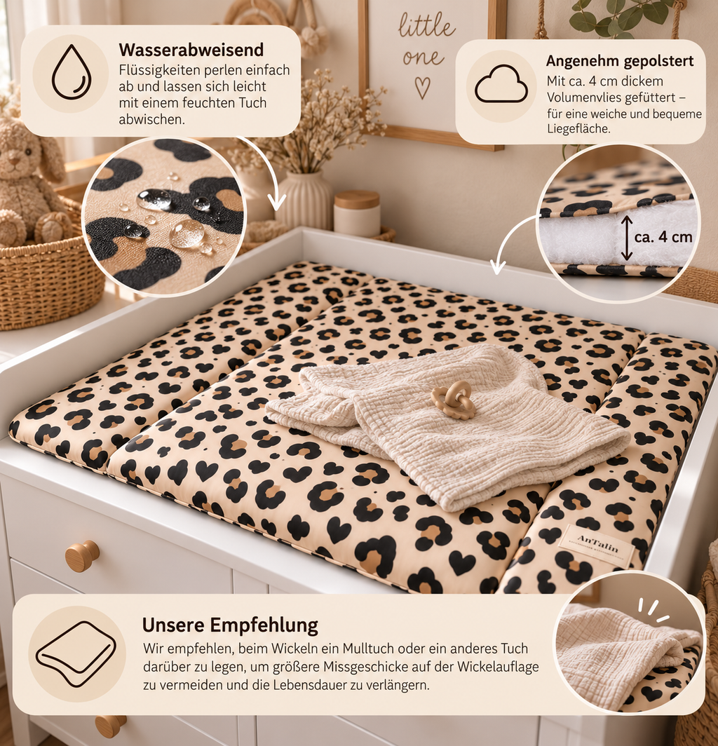 Wickelauflage wasserabweisend Leo beige