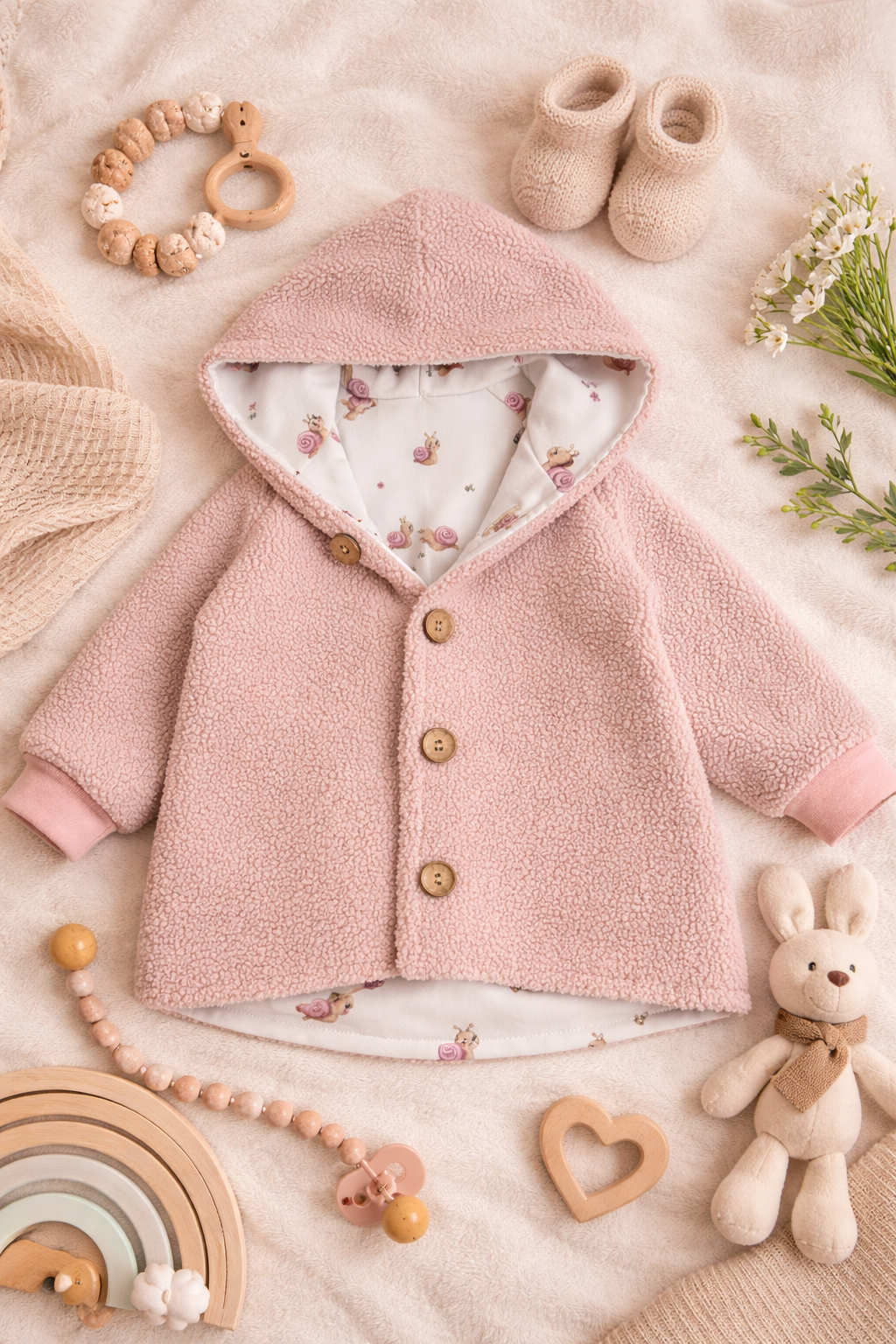 Boucle Jacke mit Kaputze, Sweet Snails - AnTalin