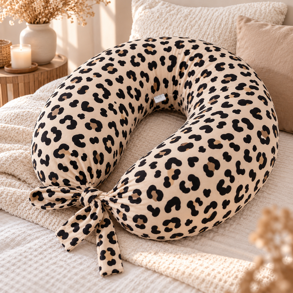 Stillkissen, Seitenschläferkissen, Leopardenmuster beige