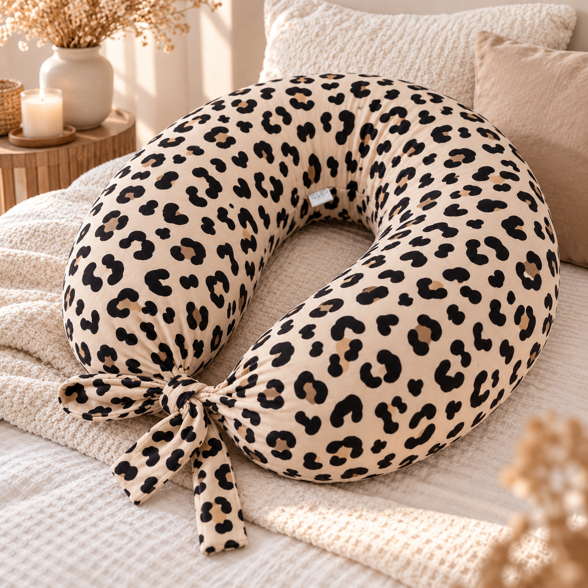 Stillkissen, Seitenschläferkissen, Leopardenmuster beige