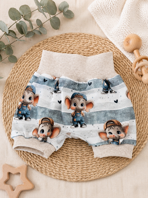 Kurze Pumphose für Kinder mit kleinem Elefanten-Print von AnTalin, bequem und weich für Babys und Kleinkinder