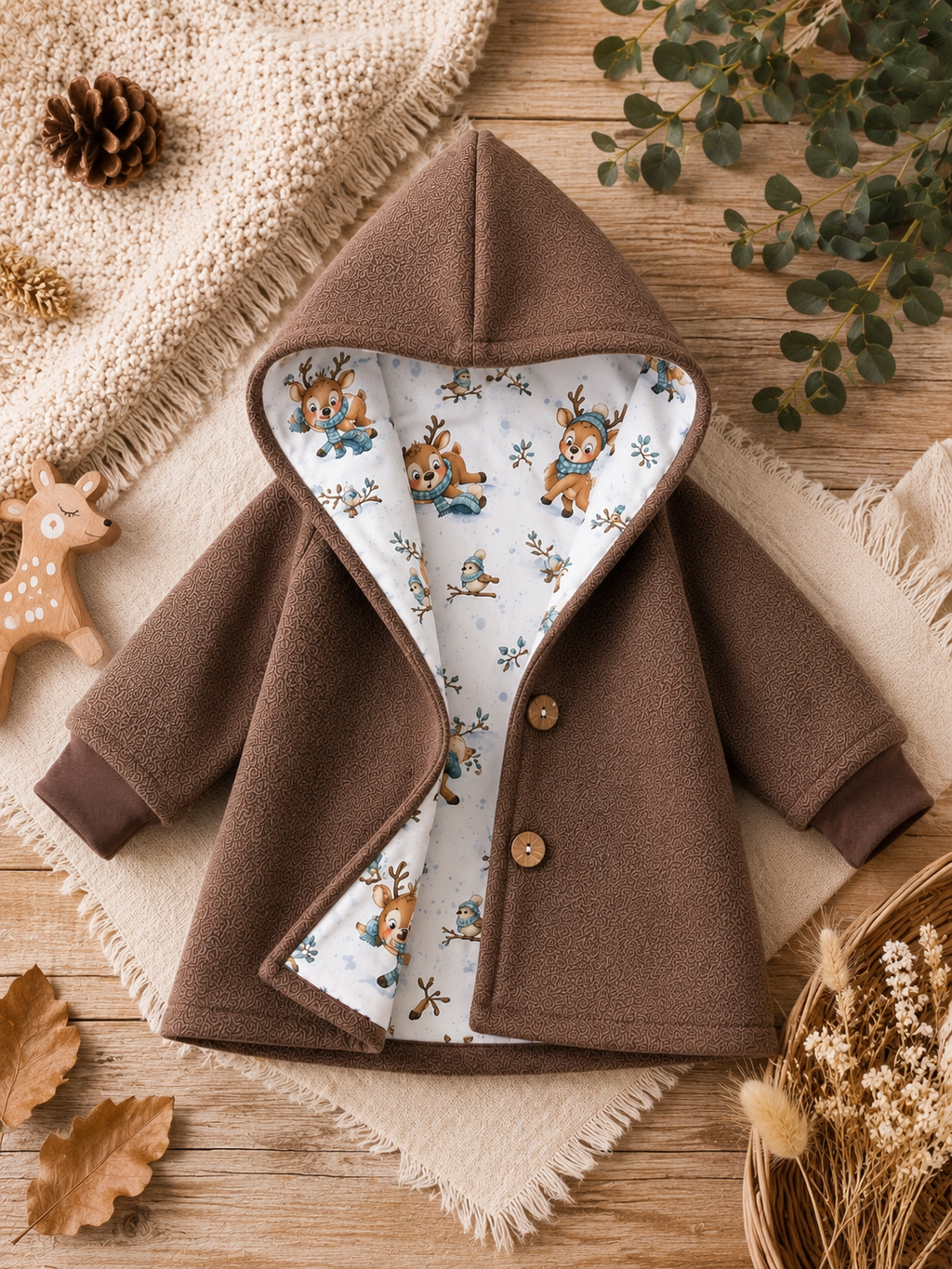 Walkjacke  mit Kaputze - gefütterte Walk-Jacke mit Innenfutter Winterzauber
