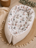 AnTalin Nestchen mit Waldtiere, weicher Schutz für Babys, aus Stoff mit Waldtier-Motiven, ideal für Kinderbettchen