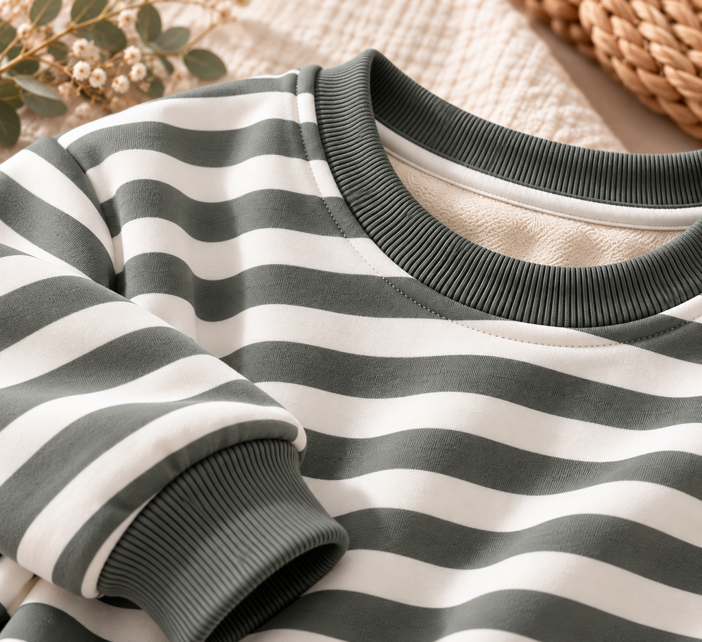 Kinder Pullover olivgrün gestreift - Kuschelige Sweatshirt für Babys & Kleinkinder