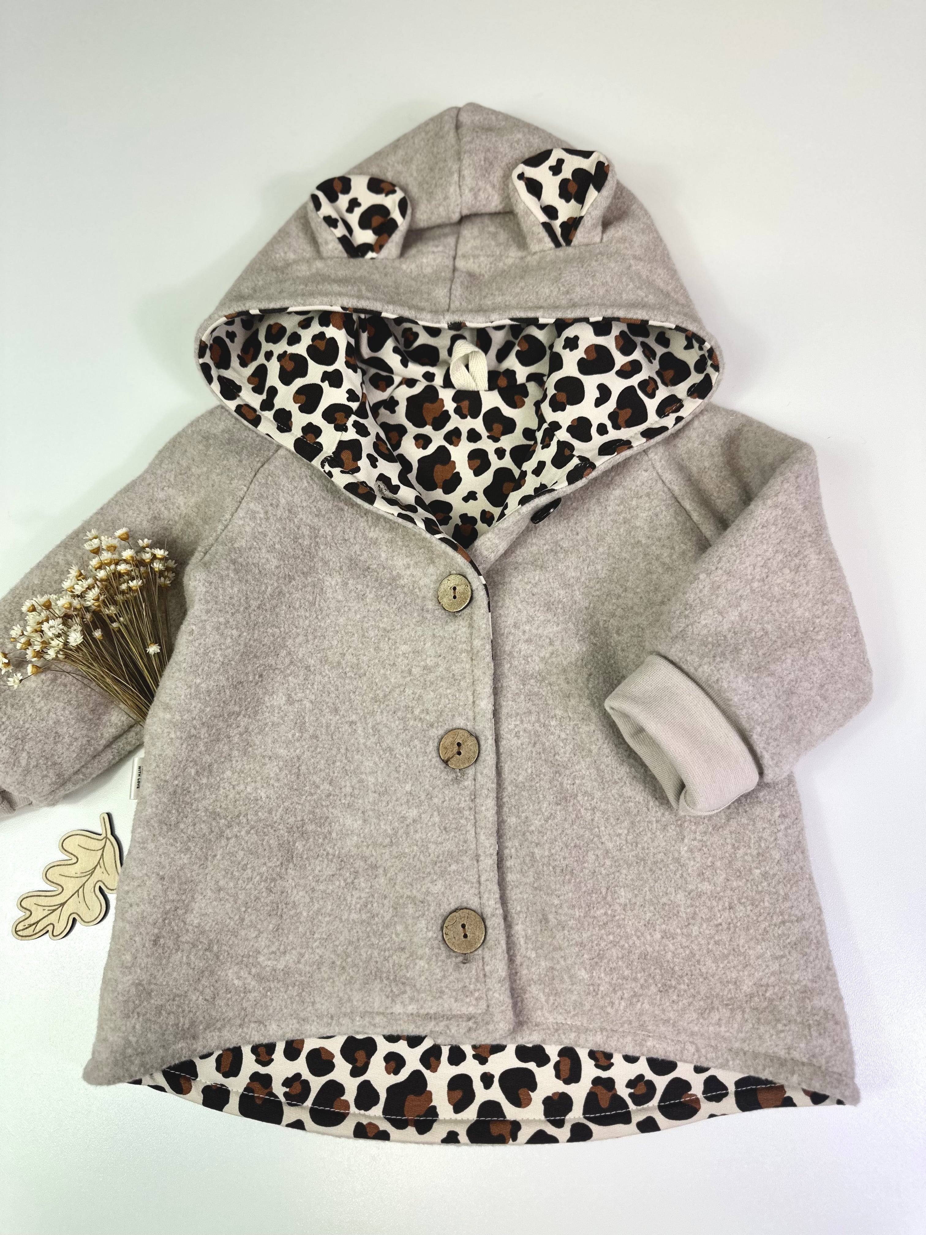 Walk Jacke Leo mit Bärenohren, beige - AnTalin